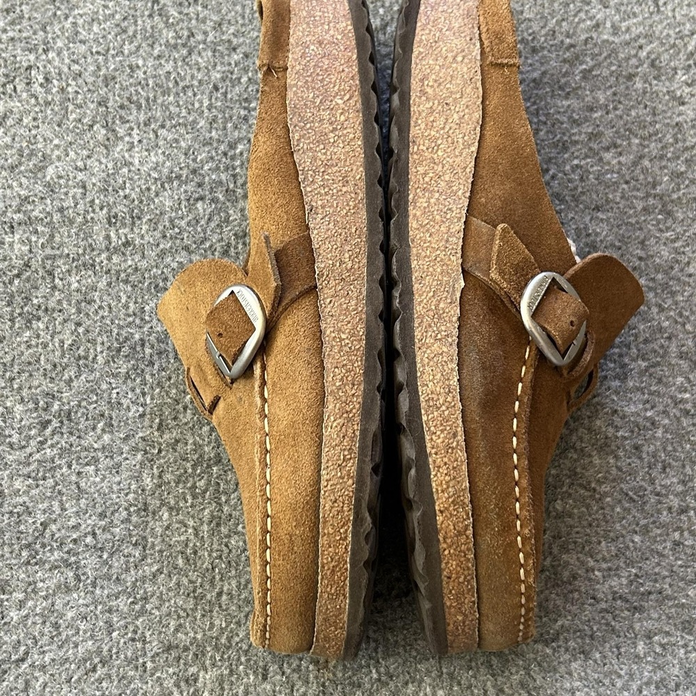 Birkenstock Shoes Womens Size 9 Brown Suede Clog Mule Slip On Buckle Comfort - Picture 11 of 14